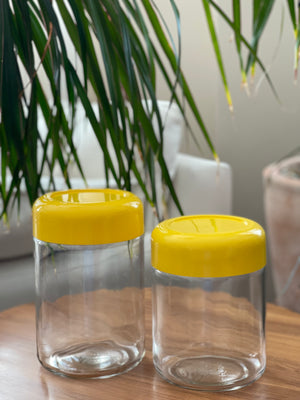 Pair of Vintage Heller Design Inc. Glass Canisters