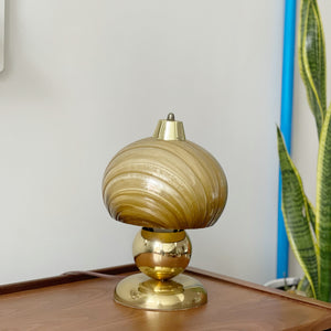 Vintage 1980s Mushroom Brass Table Lamp