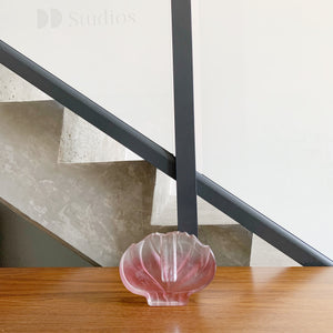 Vintage Pink Satin Glass Lotus Flower Vase