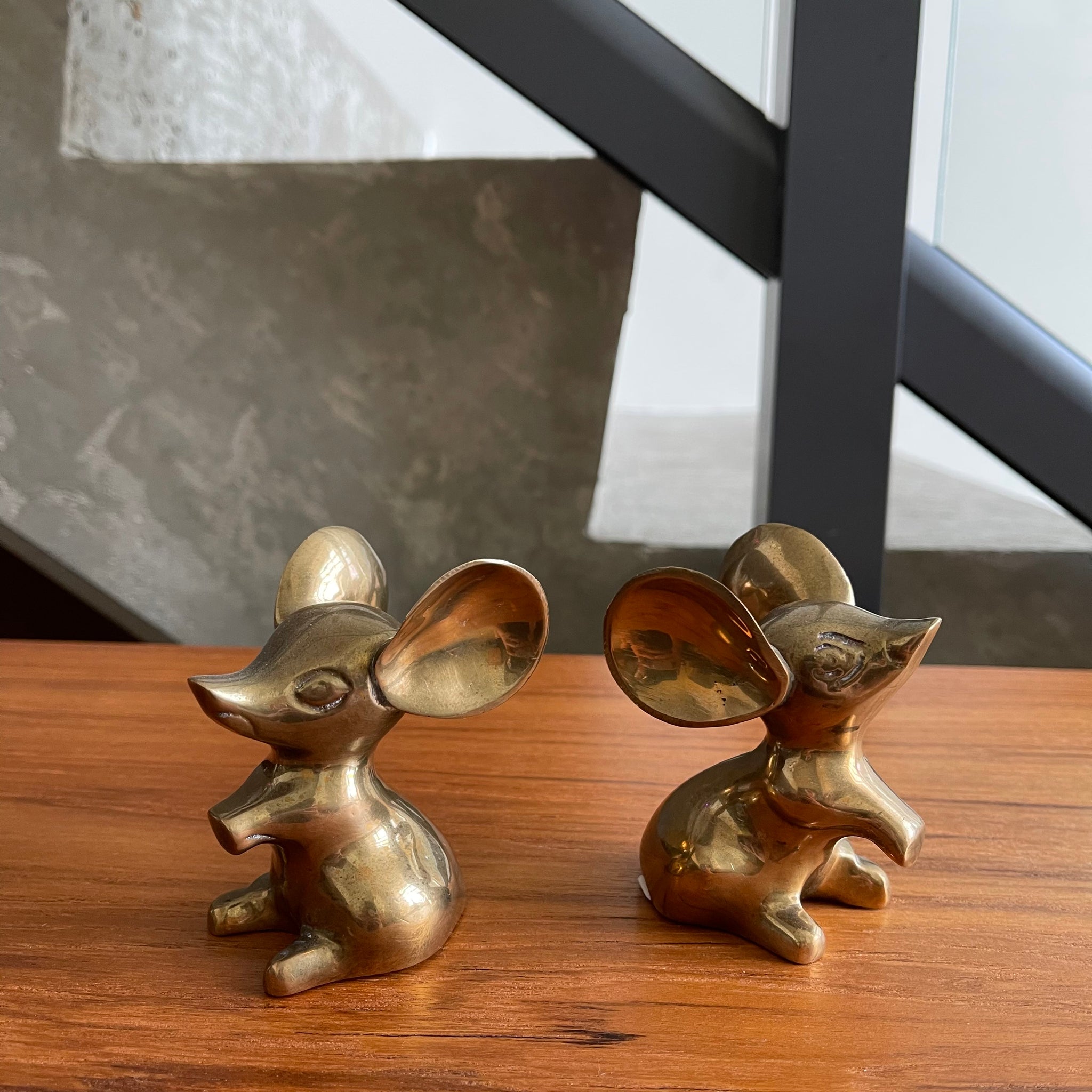 Vintage Solid Brass Mice Figurines