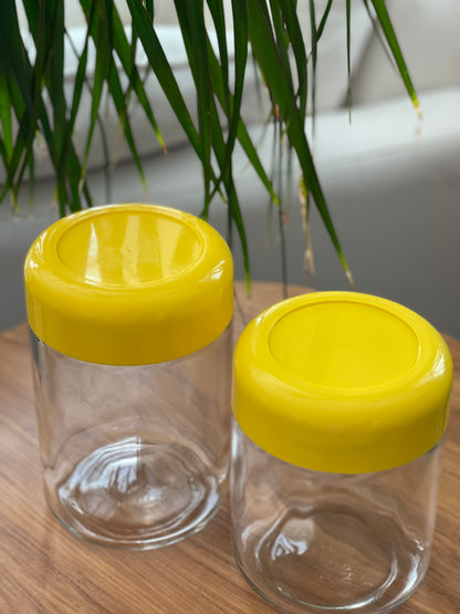 Pair of Vintage Heller Design Inc. Glass Canisters