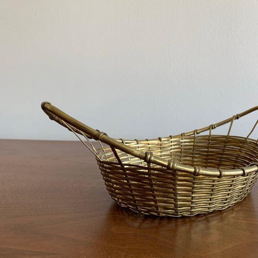 Vintage Woven Brass Basket