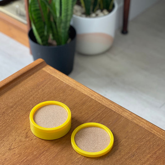 Set of 5 Vintage Plastic and Cork Coasters