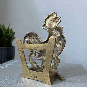 Vintage Brass Rooster Letter/Napkin Holder