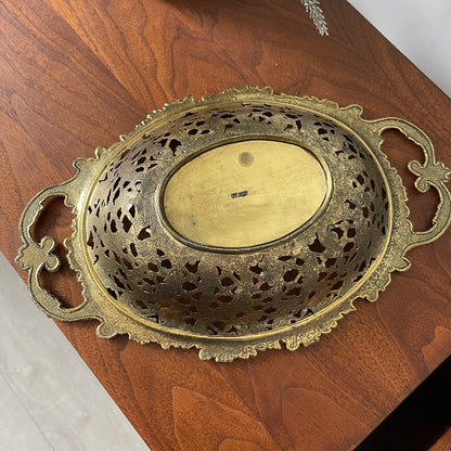 Vintage Italian Ornate Brass Basket