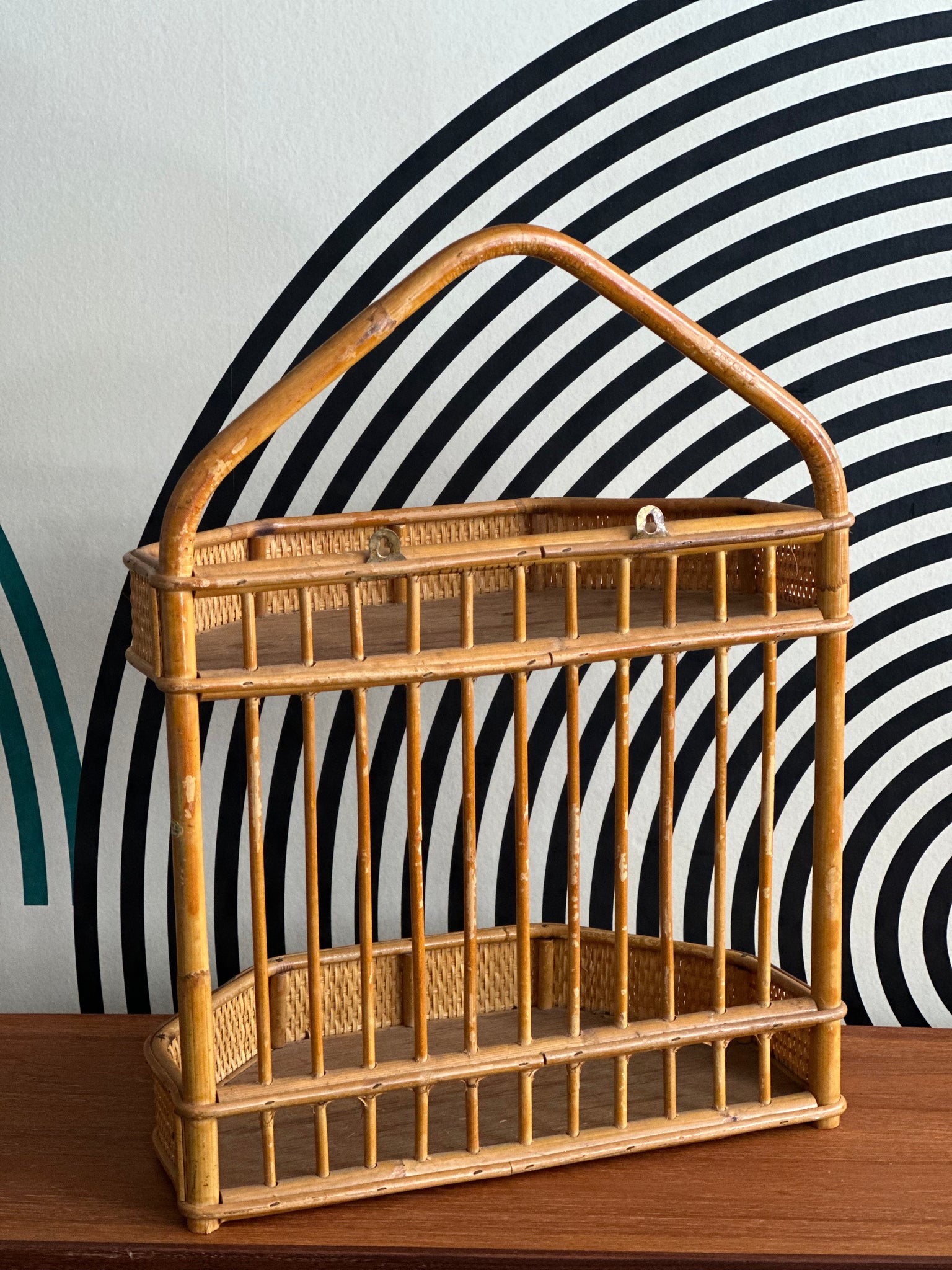 Vintage Rattan Hanging Shelf