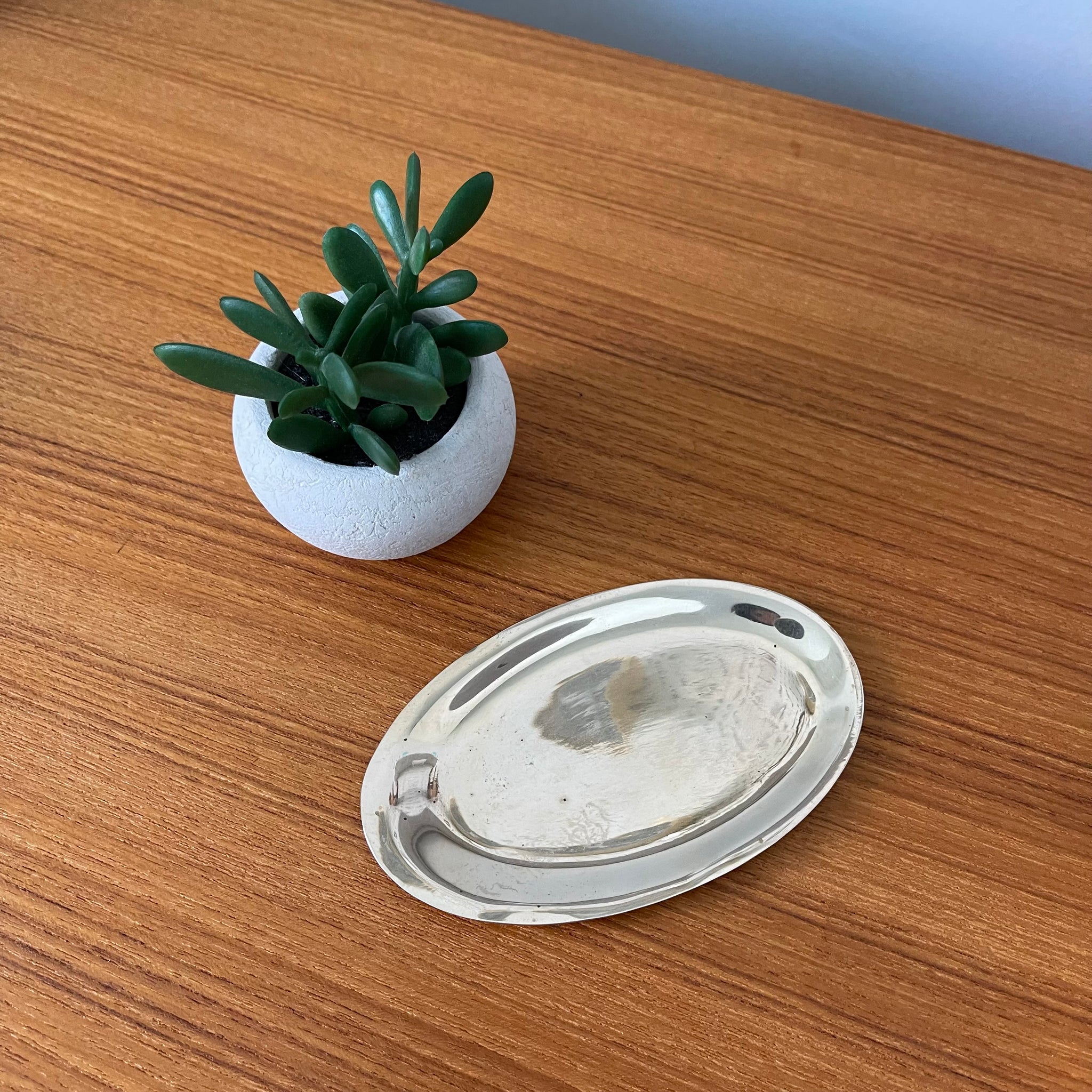 Small Vintage Oval Brass Trinket Dish
