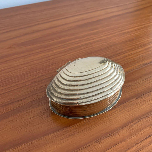 Vintage Solid Brass Shell Trinket Box