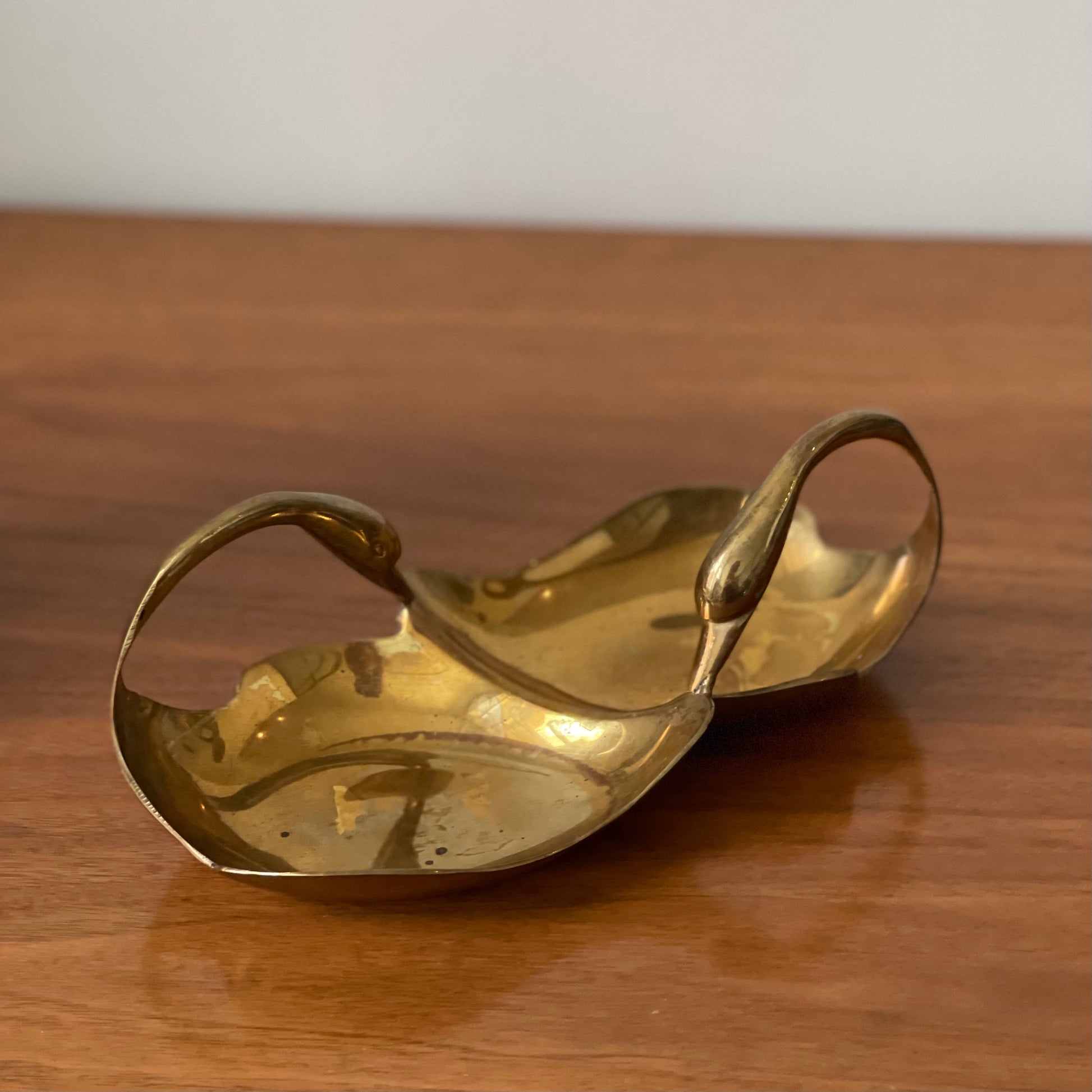 Vintage Brass Swan Trinket Holder, Catch All –