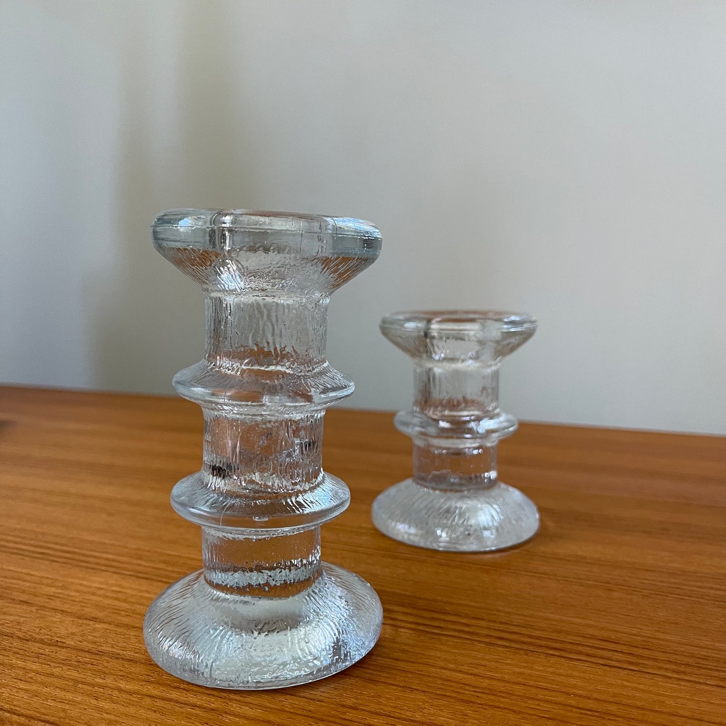 Pair of Vintage Ice Textured Candle Holders