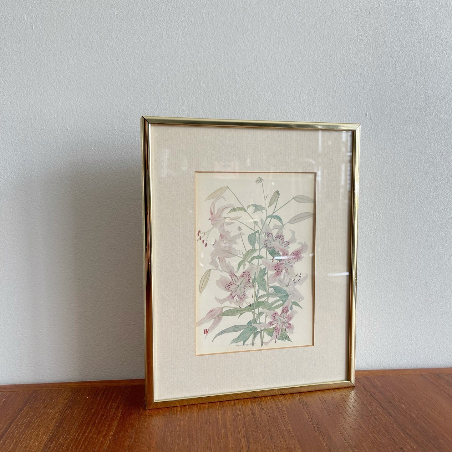 Vintage Brass Framed Floral Print