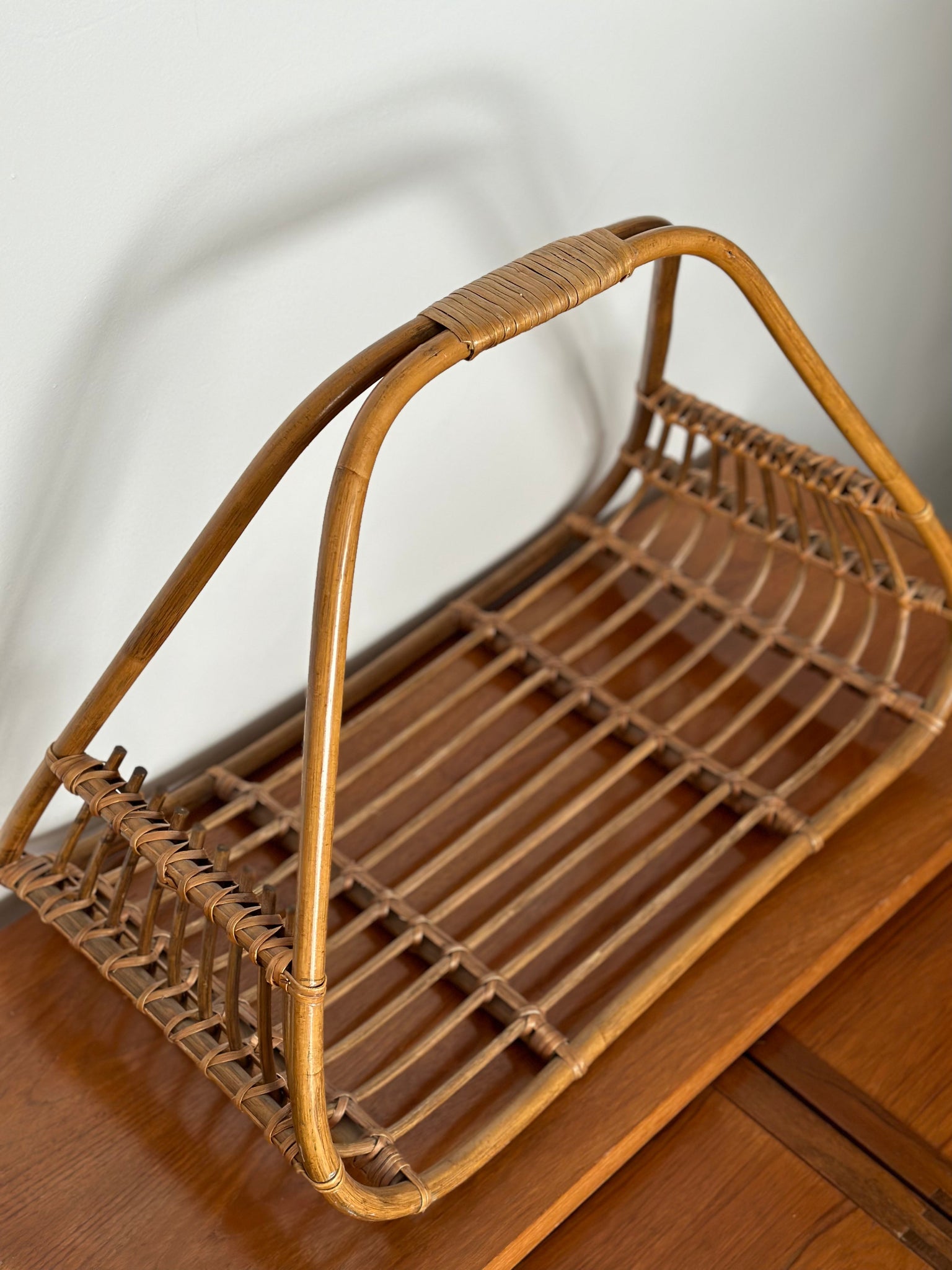 Vintage Rattan Magazine Holder