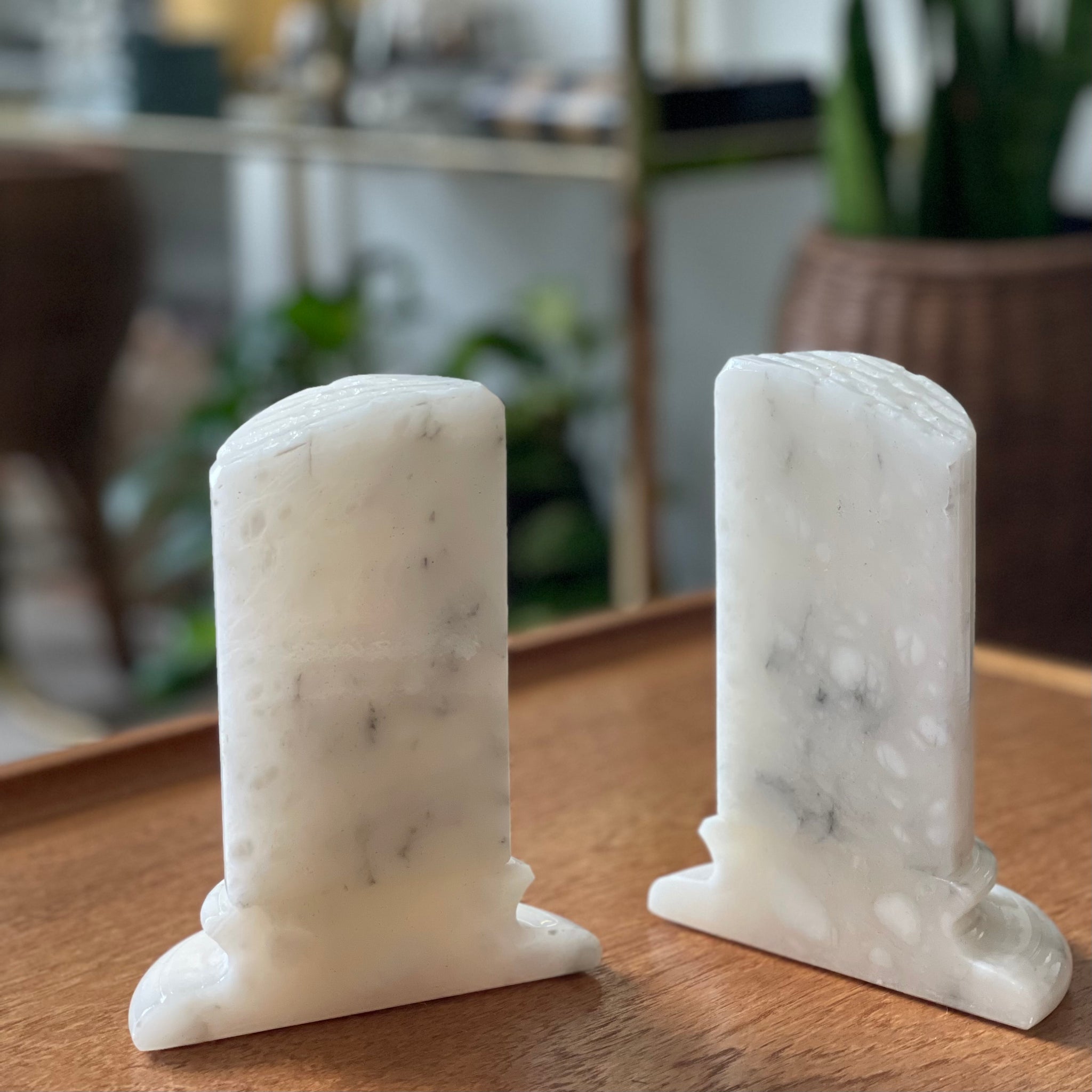 Vintage Alabaster Column Bookends