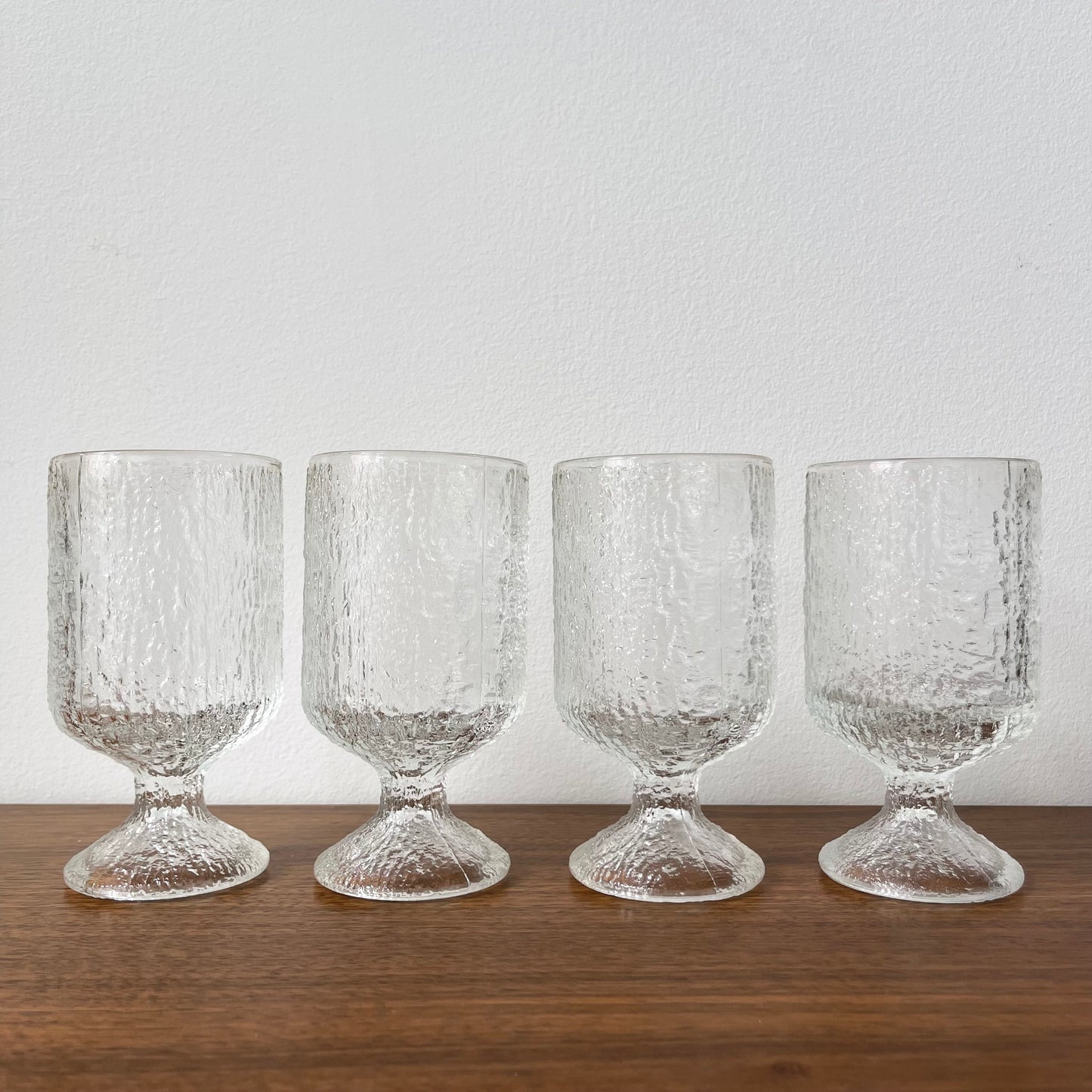 Set of 4 Vintage Textured Glasses 5.25”