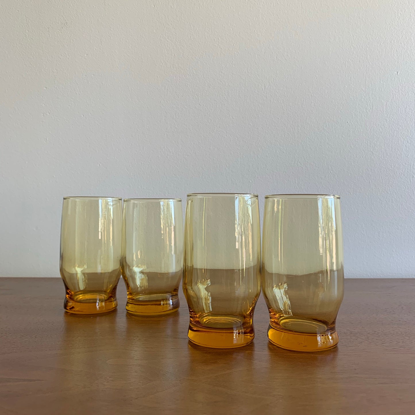 Set of 4 Small Vintage Amber Glasses