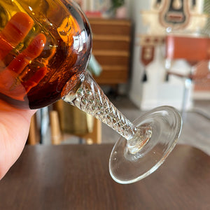 Vintage Amber Glass Footed Vase