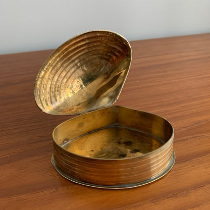 Vintage Solid Brass Shell Trinket Box