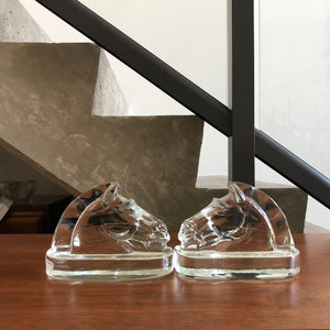 Vintage Horse Glass Bookends