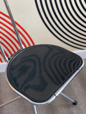 Black Perspex and Chrome Folding Chair by Niels Gammelgaard for Ikea, 1980s