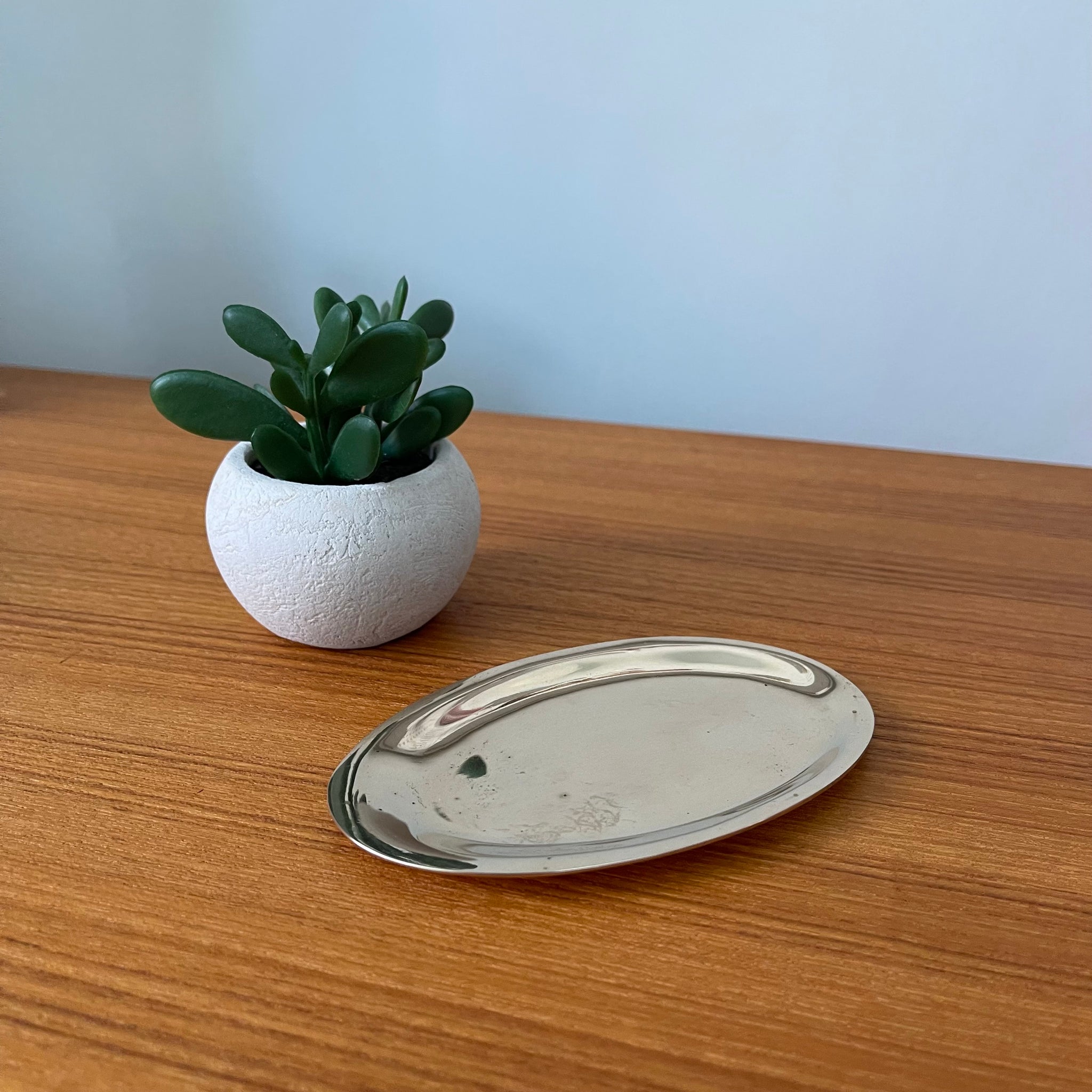 Small Vintage Oval Brass Trinket Dish