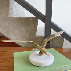 Vintage Solid Brass Bird with a Marble Base