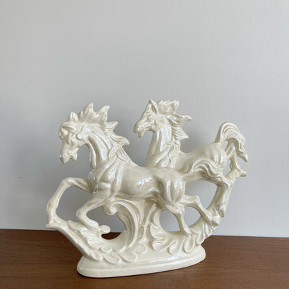 Vintage Iridescent Ceramic Galloping Horses