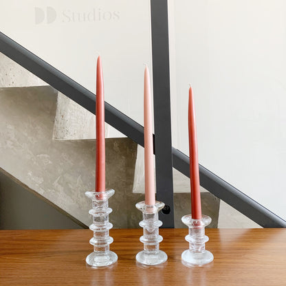 Set of 3 Textured Glass Candle Holder