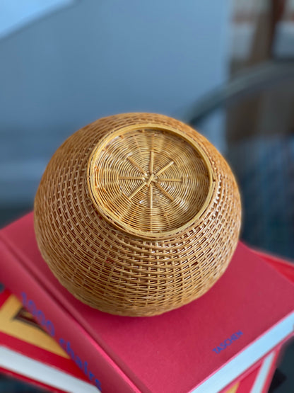Vintage Woven Wicker Apple Trinket Basket