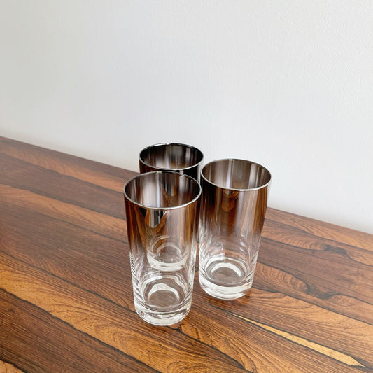 Set of 3 Vintage Silver Fade Glasses