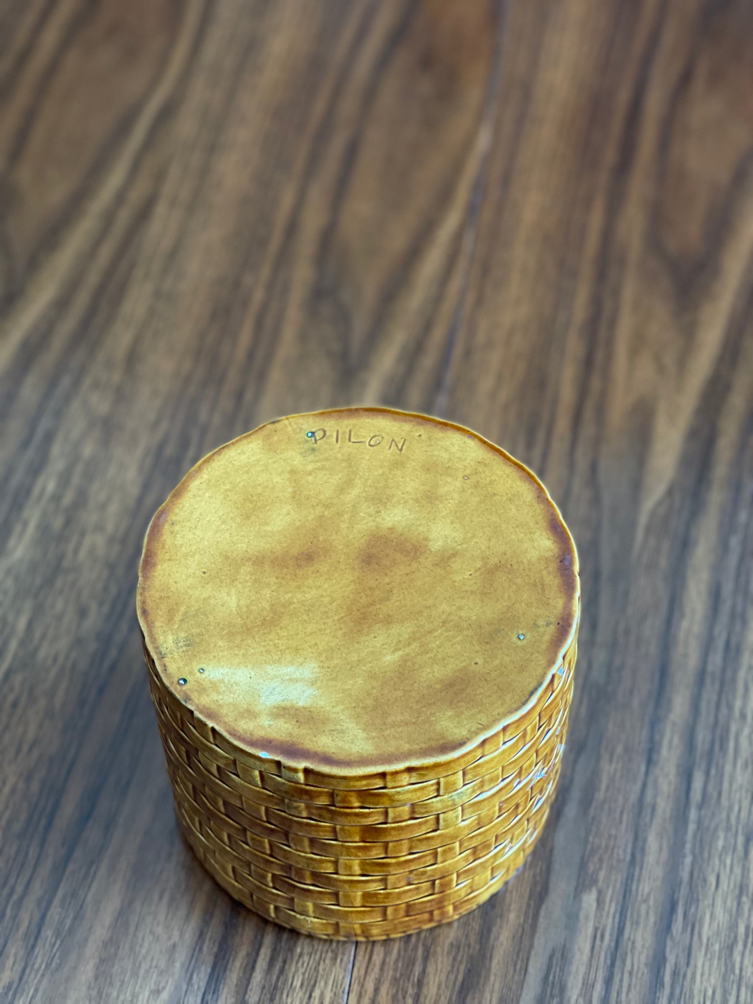 Vintage Basketweave Ceramic Planter Pot