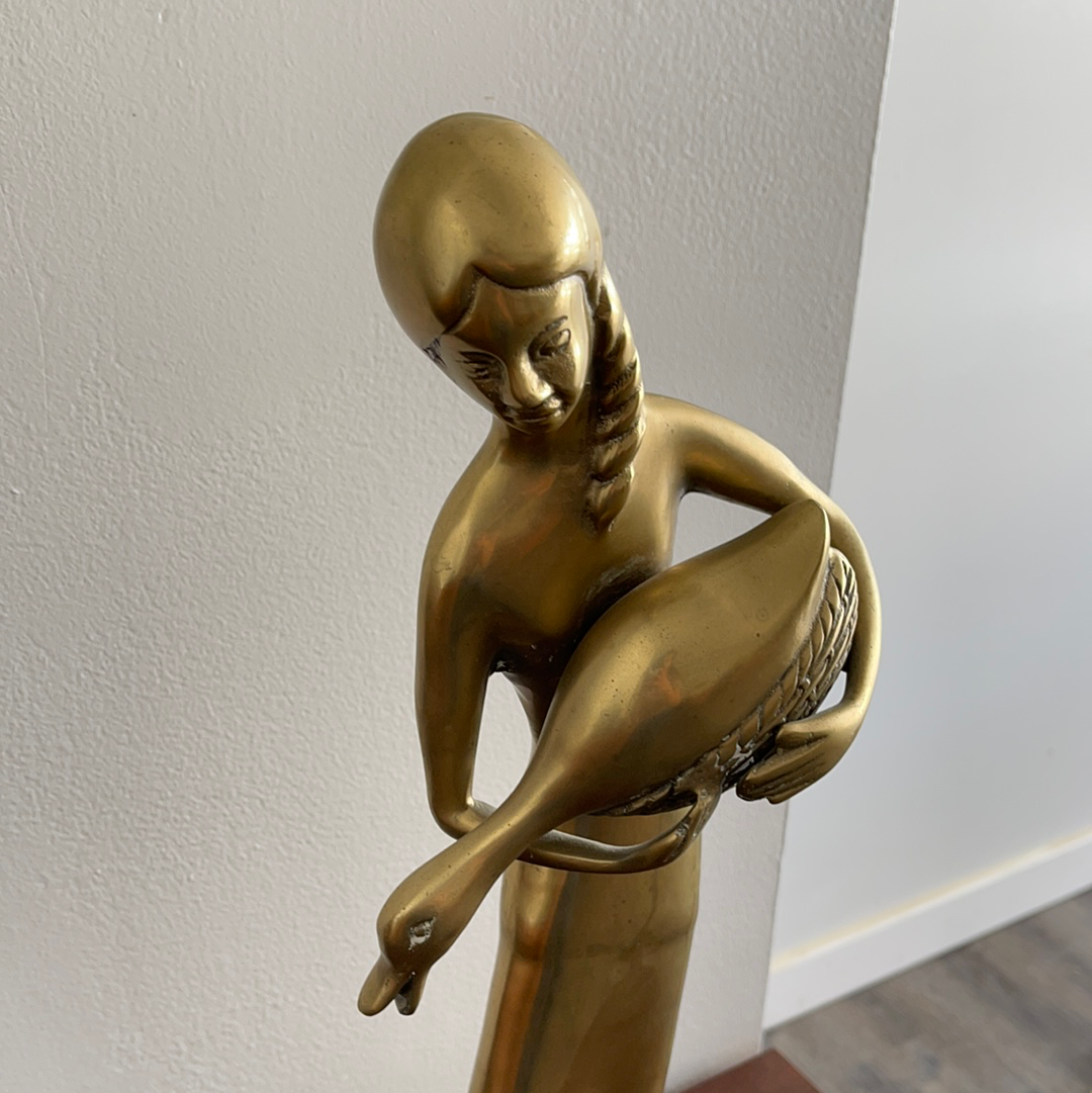 Vintage Solid Brass Statue of a Woman