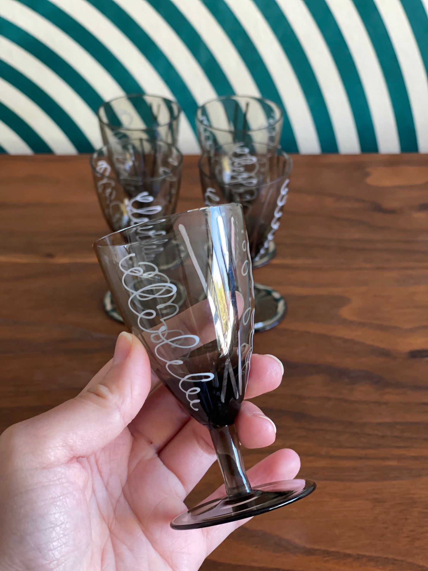 Set of 5 Vintage Port Wine Glasses