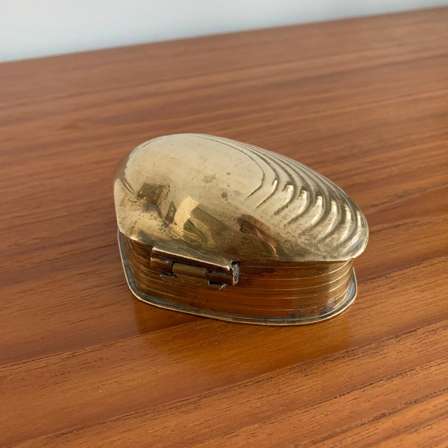 Vintage Solid Brass Shell Trinket Box