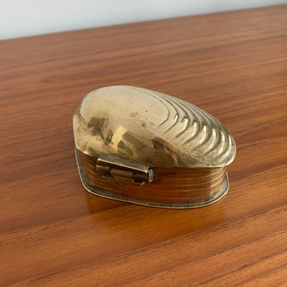 Vintage Solid Brass Shell Trinket Box