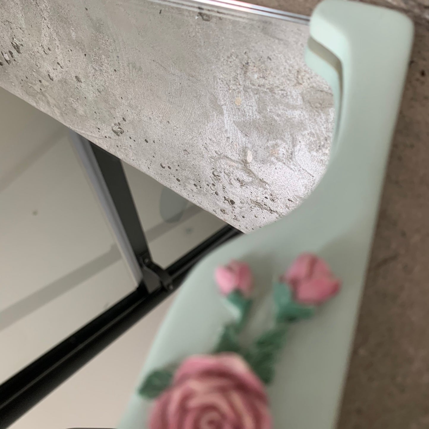 Vintage Mirrored Vanity Tray with Ceramic Roses