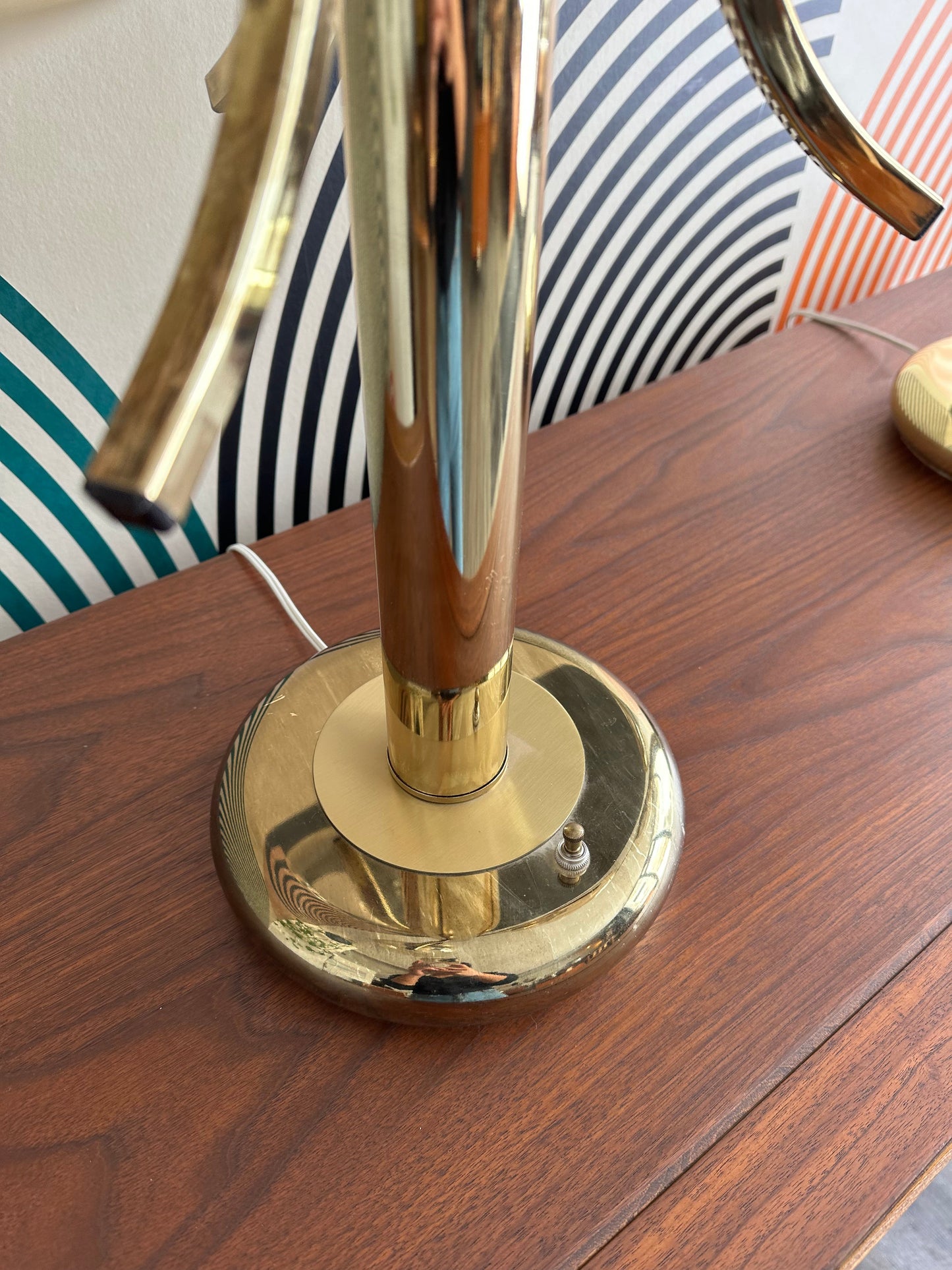 Pair of Vintage Midcentury Modern Brass Globe Lamps
