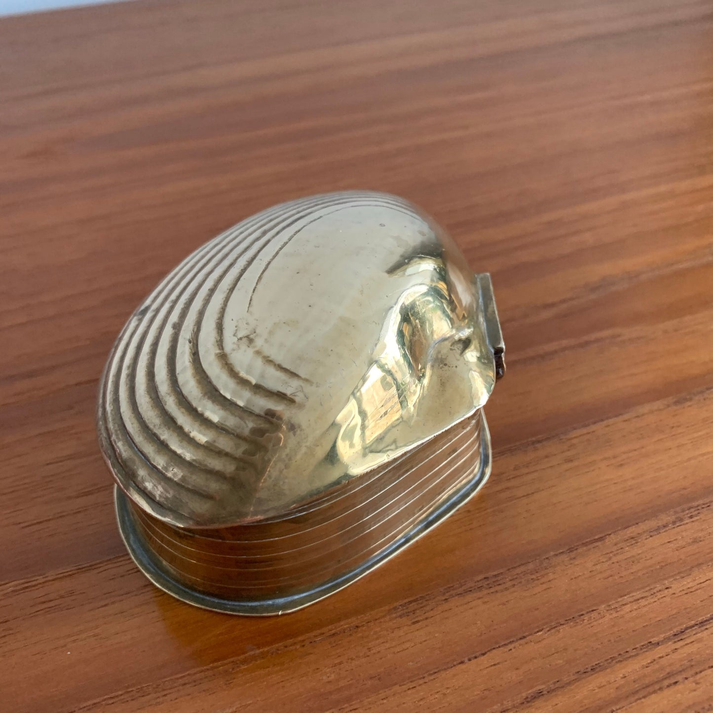 Vintage Solid Brass Shell Trinket Box