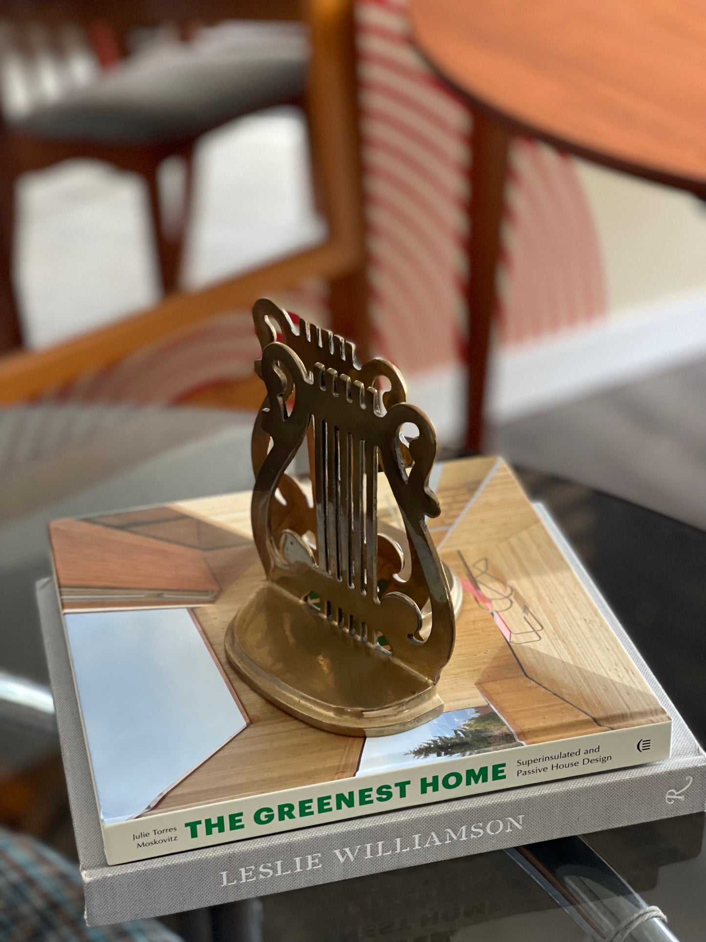 Vintage Brass Musical Lyre Bookends